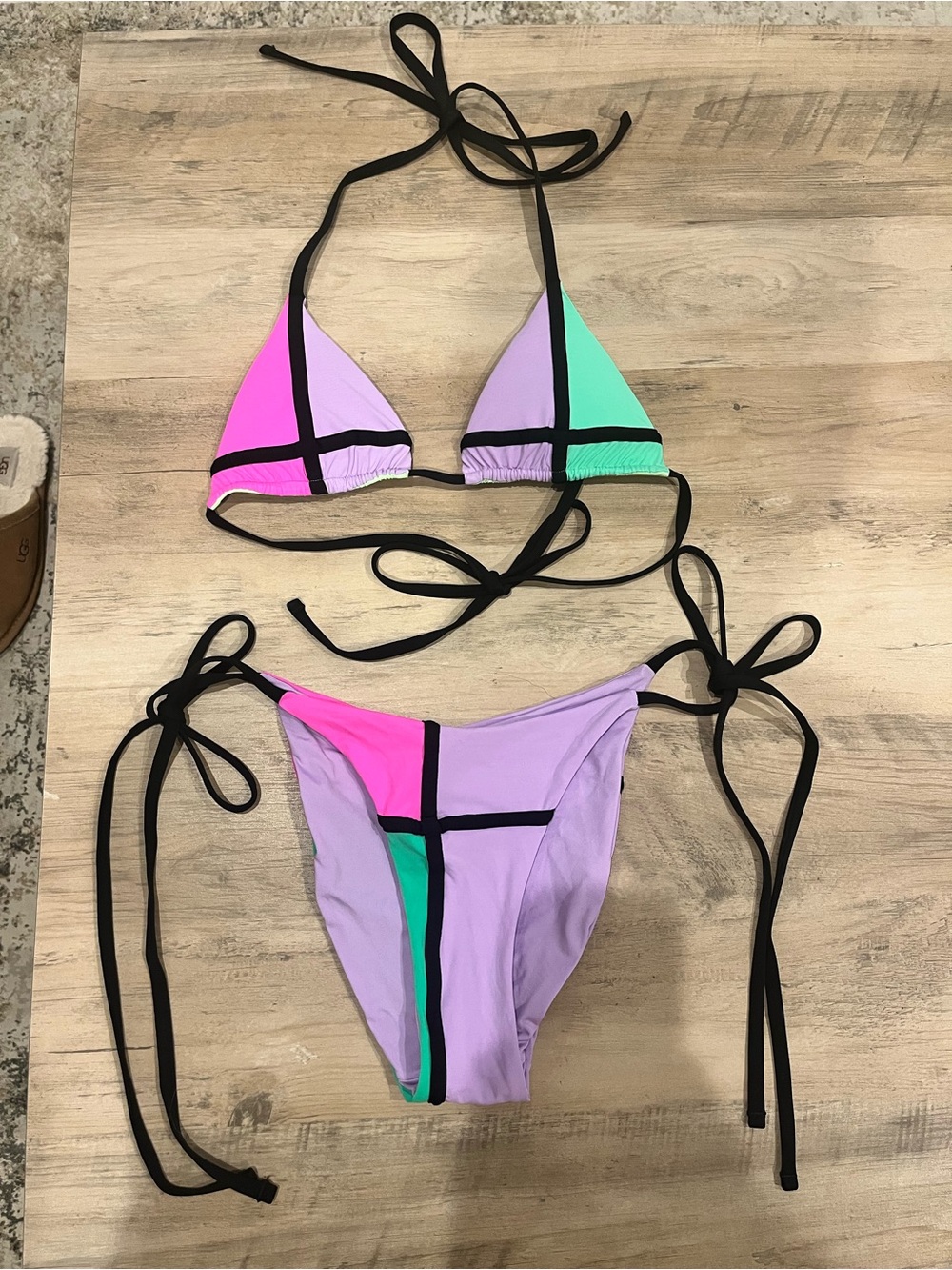 ONEONE Colorblock Bikini Set NWOT - Lavender, Pink & Mint (M)